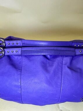 Bold Purple Leather Shoulder Bag with Studded Strap Detail